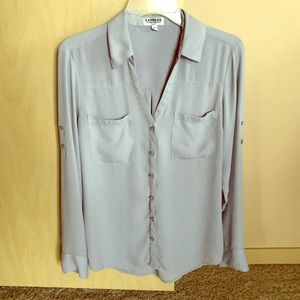 Express Light Gray Button Down Shirt